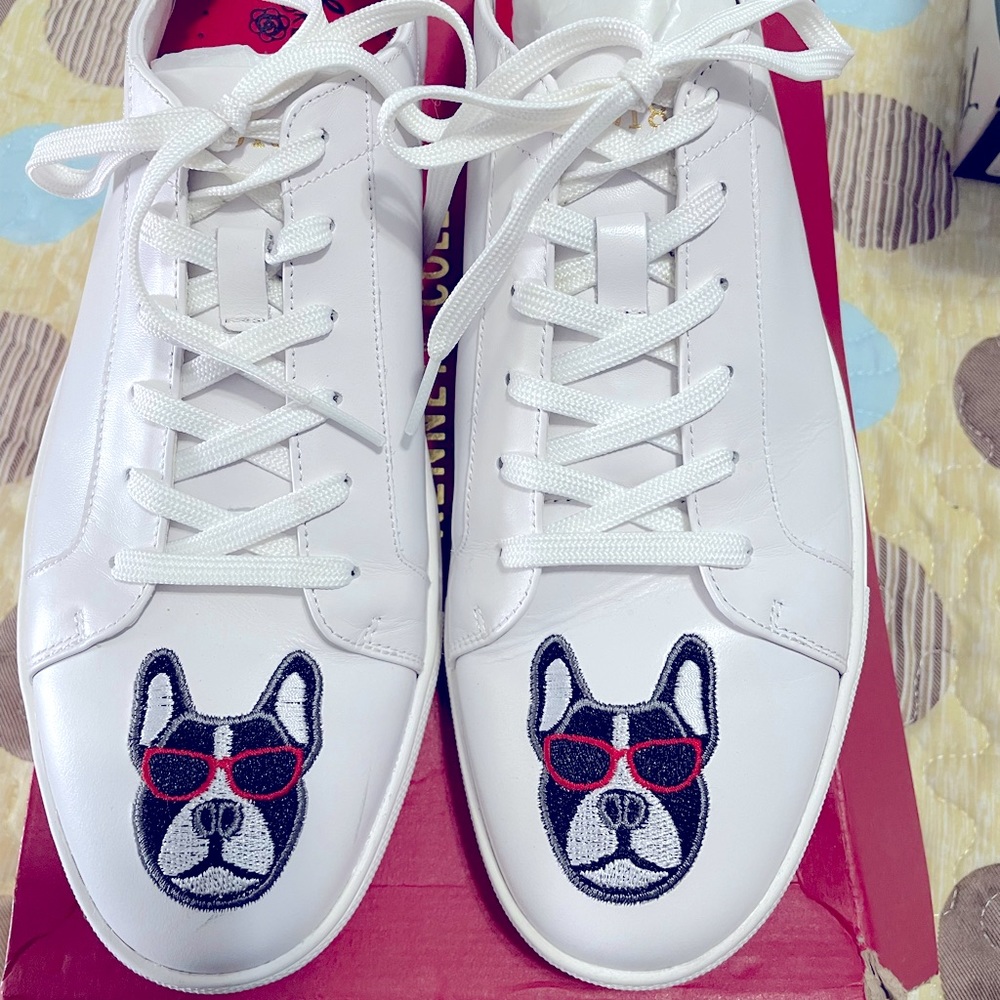 Kenneth Cole Mens Kam CNY White Dog Sneakers Size 10.5
